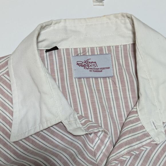 Vintage Kenny Rogers Western Snap Button Down Shirt Striepd Red White Cowboy XL - Picture 6 of 6
